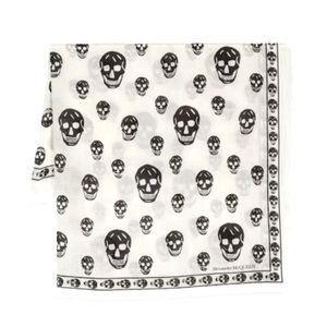 ALEXANDER MCQUEEN • WHITE CHIFFON SCULL SCARF •